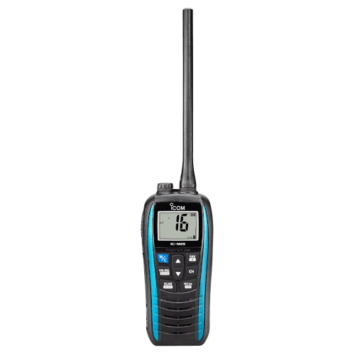 Icom IC-M25 drijvende handmarifoon met blauw accent