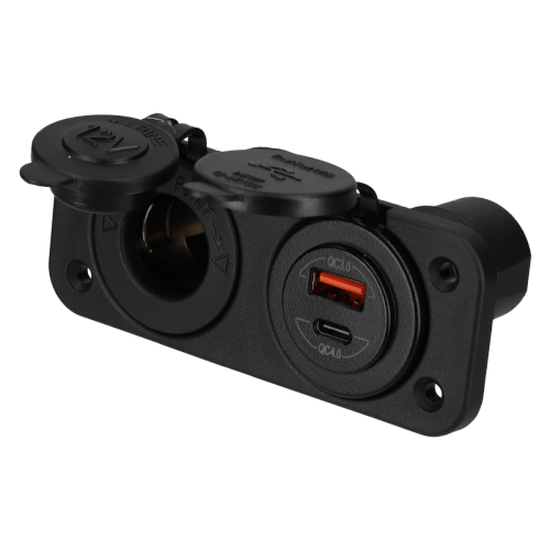 Haba 12V stopcontact en USB-A + USB-C lader inbouw