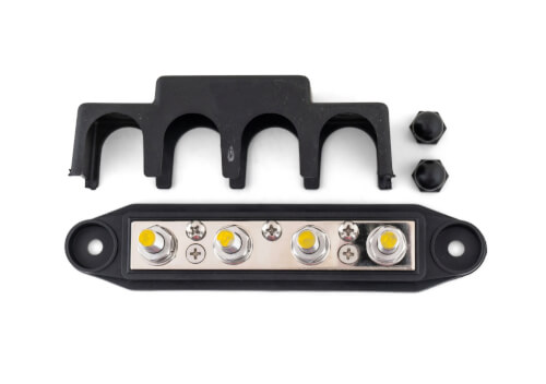 Verdeelstrip 4x M10 met afdekkap zwart