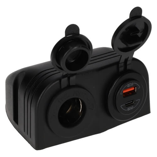 Haba 12V stopcontact en USB-A + USB-C lader opbouw