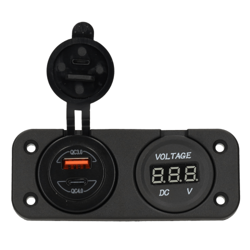 Haba Stopcontact USB dubbel inbouw + voltmeter