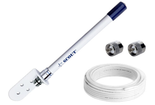 Scout KM-10 VHF Marifoonantenne fiber 18 cm+18 meter kabel KM-10